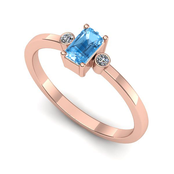 Inel logodna din aur roz cu topaz blue