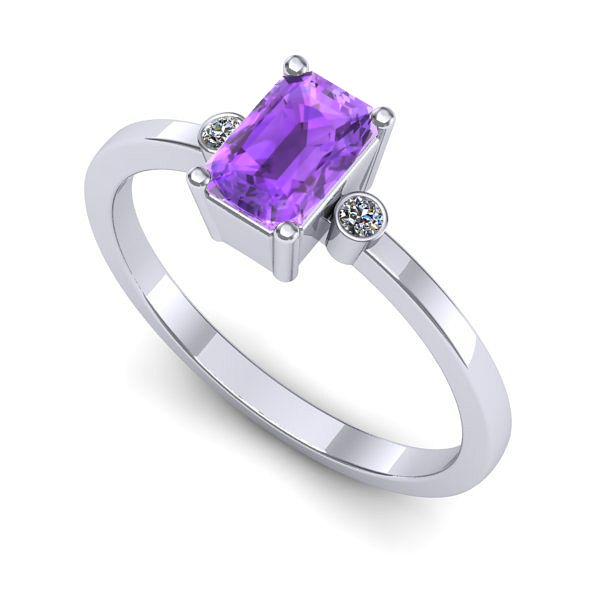 Inel logodna din aur alb cu ametist
