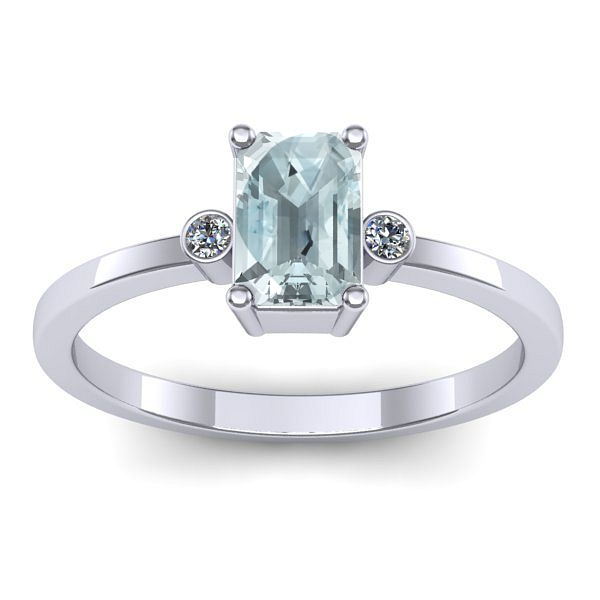 Inel logodna cu aquamarin dreptunghiular