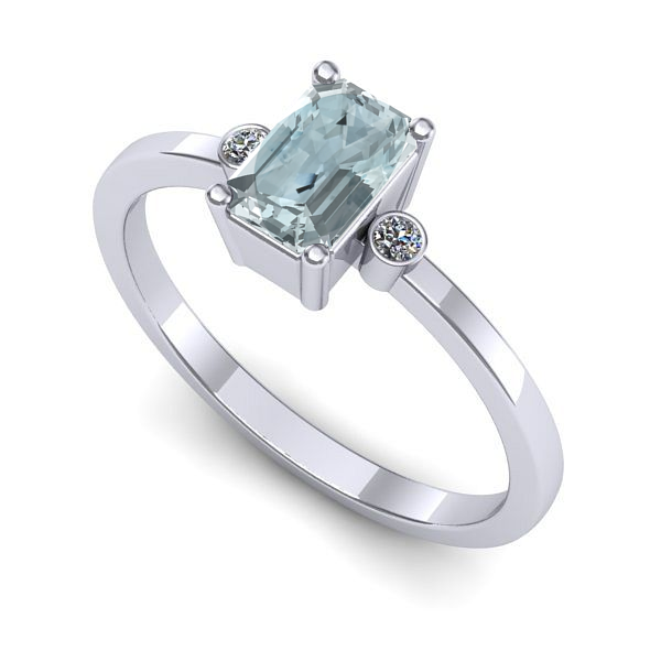 Inel din aur alb cu aquamarin