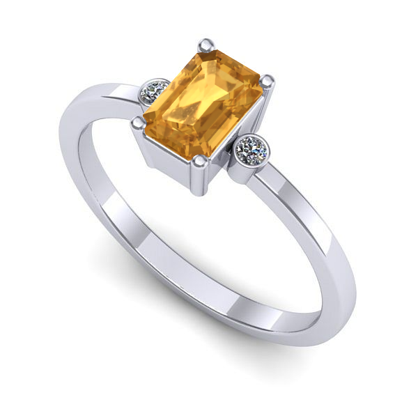 Inel din aur alb cu citrin