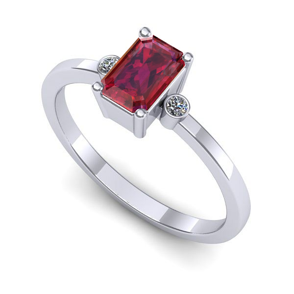 Inel din aur alb cu rubin