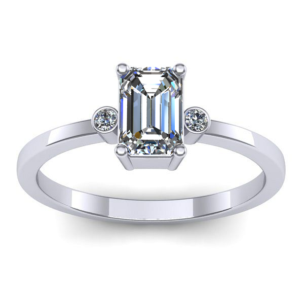 Inel cu safir alb dreptunghiular