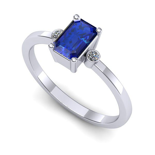 Inel din aur alb cu safir