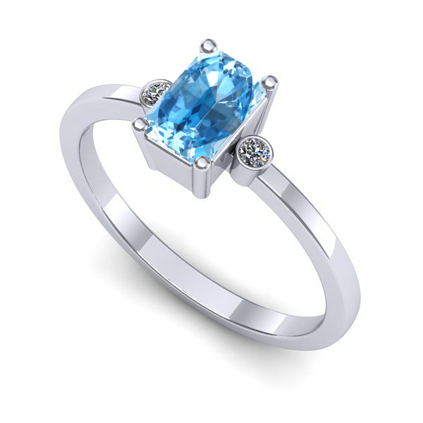 Inel de logodna din aur alb cu topaz blue