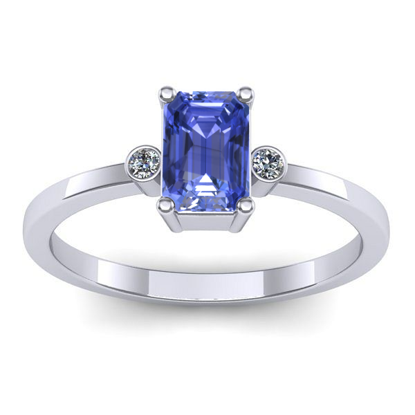 Inel de logodna cu tanzanit dreptunghiular