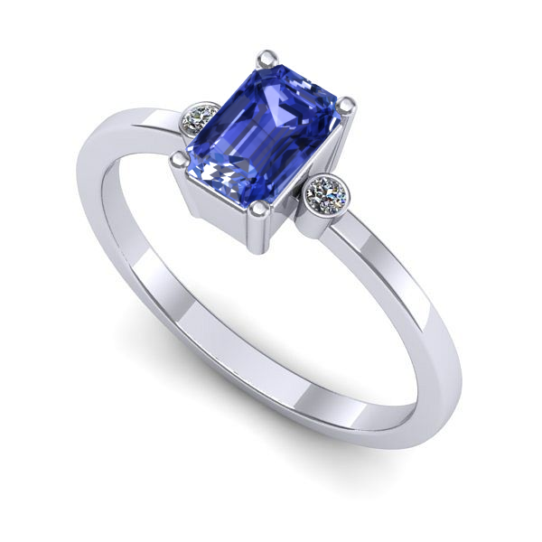 Inel logodna din aur alb cu tanzanit