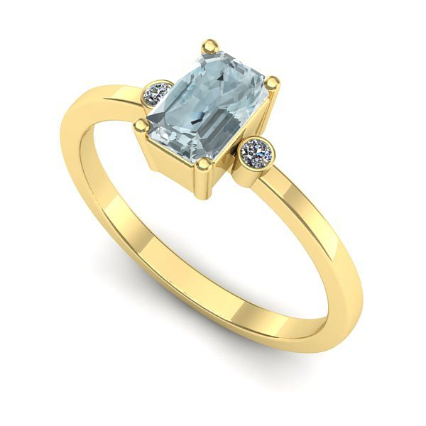 Inel din aur galben cu aquamarin