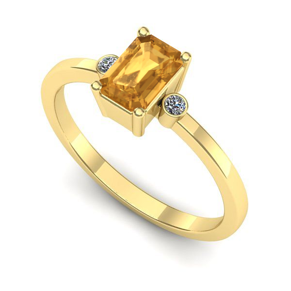 Inel logodna din aur galben cu citrin