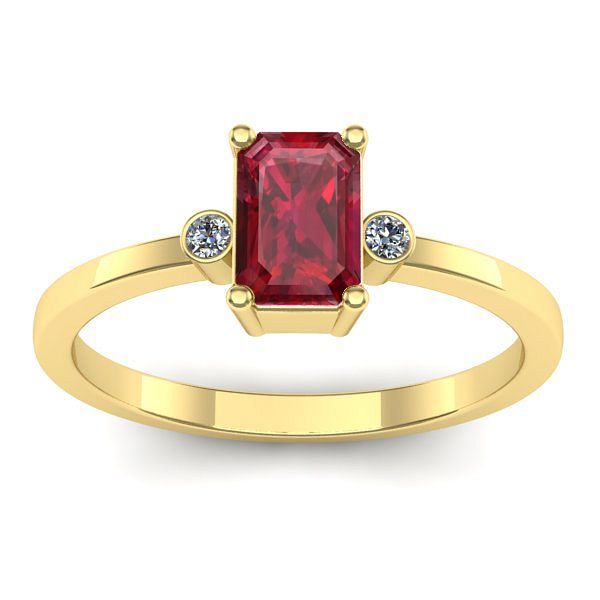 Inel cu rubin dreptunghiular