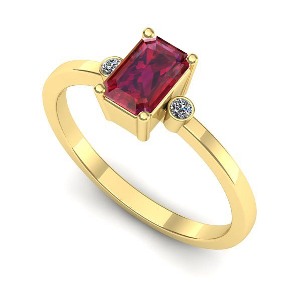 Inel logodna din aur galben cu rubin