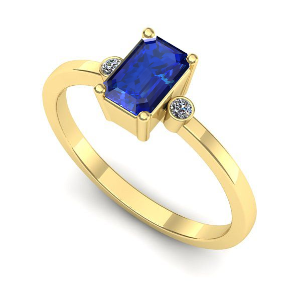 Inel de logodna din aur galben cu safir