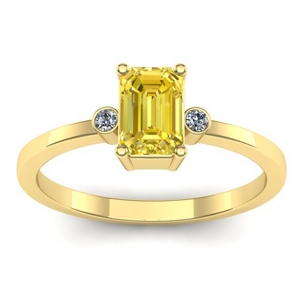 Inel logodna cu safir galben dreptunghiular