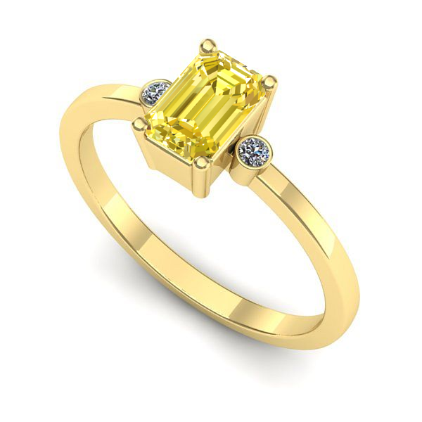 Inel logodna din aur galben cu safir galben