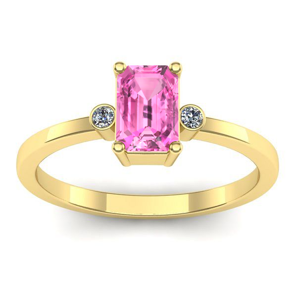 Inel de logodna cu safir roz dreptunghiular