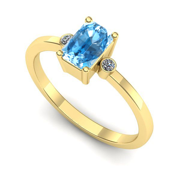 Inel din aur galben cu topaz blue