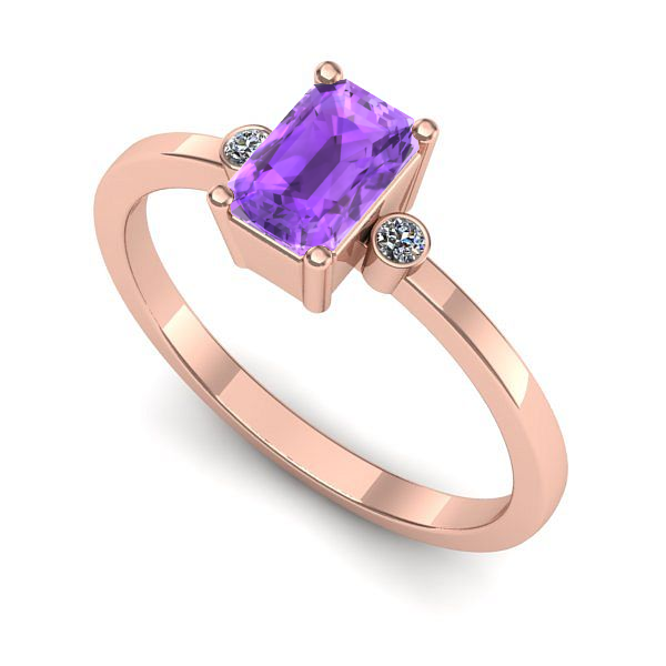 Inel din aur roz cu ametist