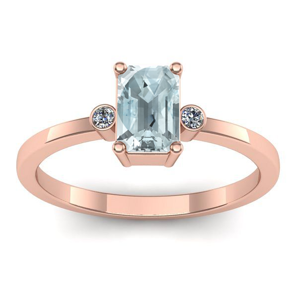 Inel cu aquamarin dreptunghiular