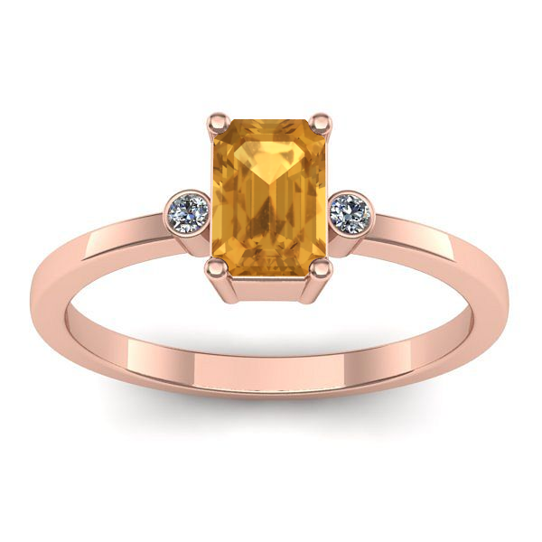 Inel cu citrin dreptunghiular