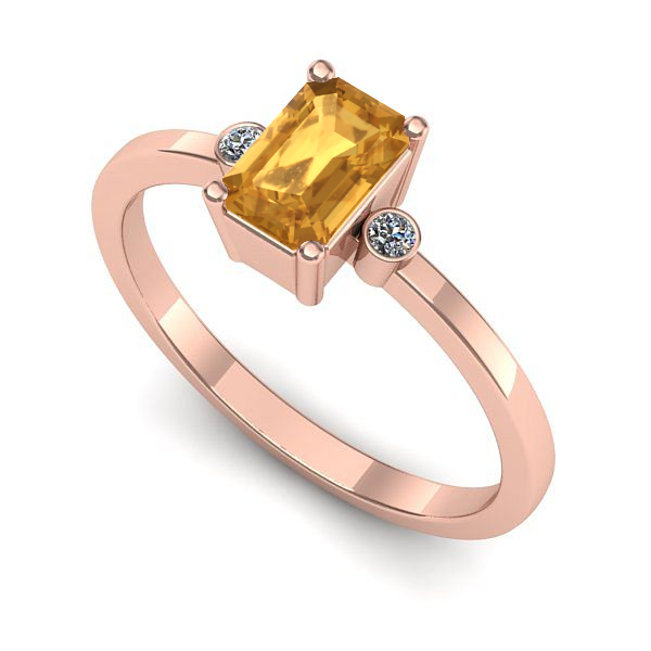 Inel logodna din aur roz cu citrin