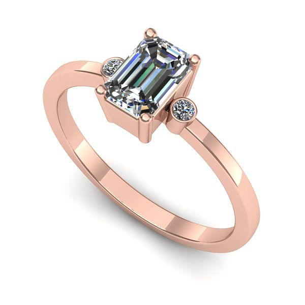 Inel logodna din aur roz cu safir alb