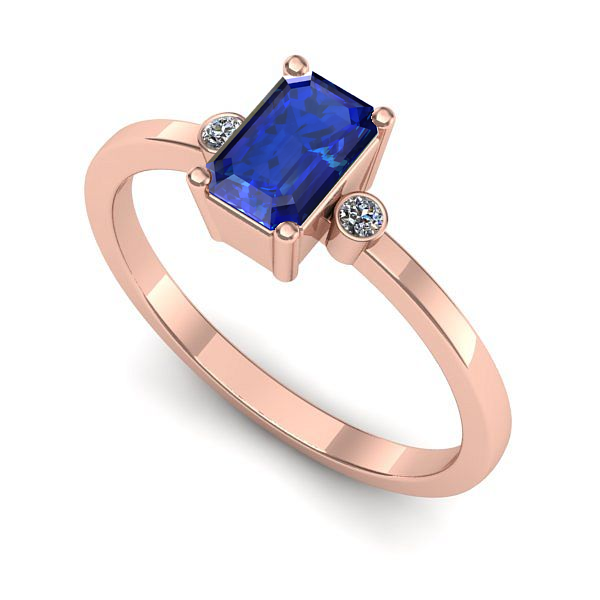 Inel de logodna din aur roz cu safir