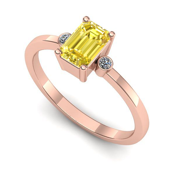 Inel logodna din aur roz cu safir galben