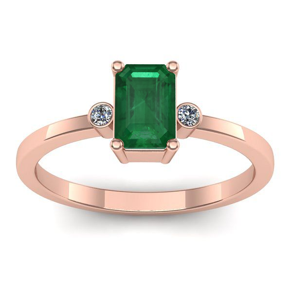 Inel logodna cu smarald dreptunghiular