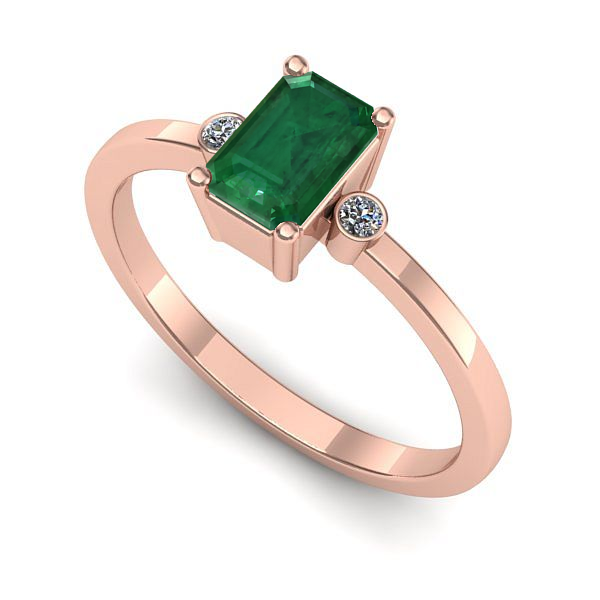 Inel din aur roz cu smarald