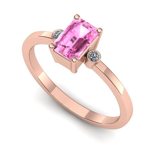 Inel de logodna din aur roz cu safir roz