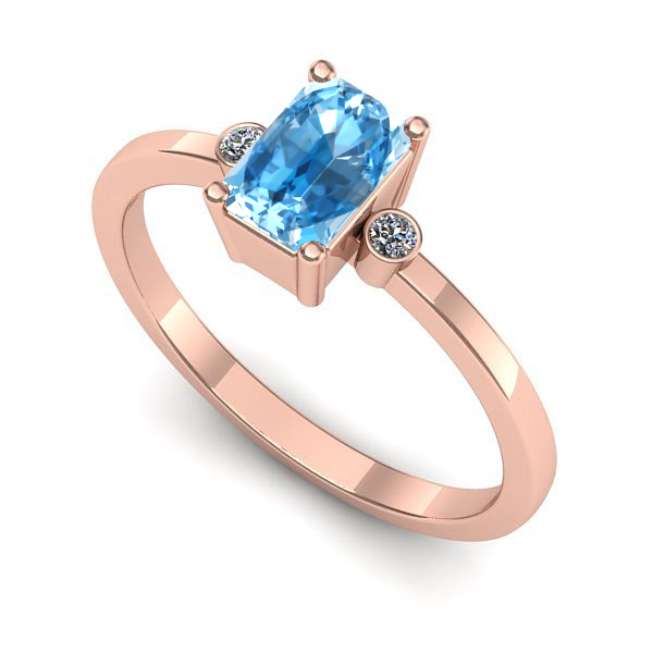 Inel din aur roz cu topaz blue