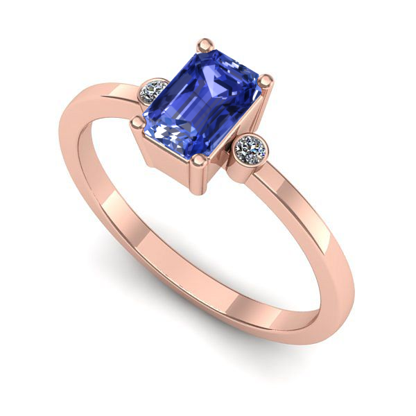 Inel din aur roz cu tanzanit