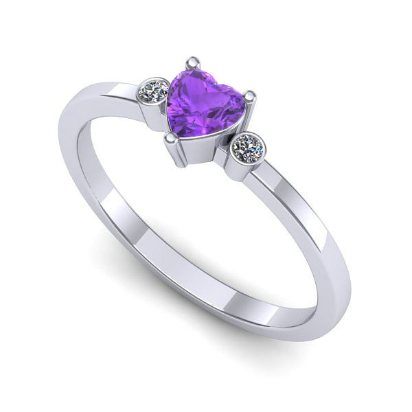Inel de logodna din aur alb cu ametist