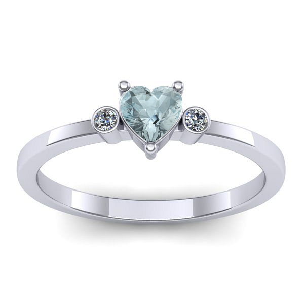 Inel de logodna cu aquamarin inima