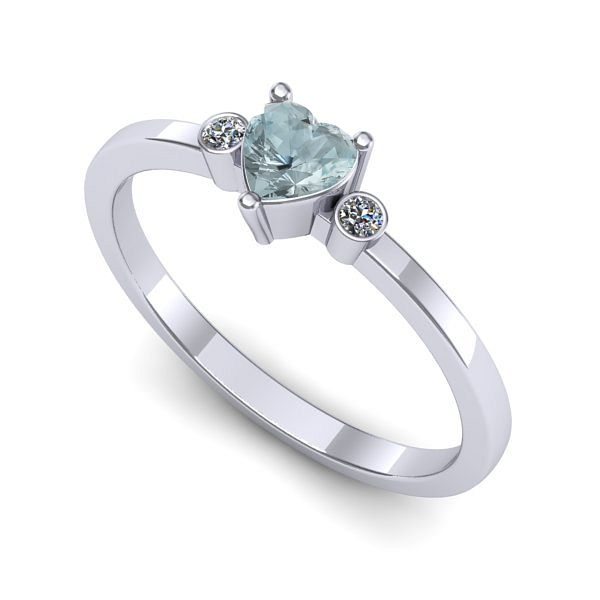 Inel de logodna din aur alb cu aquamarin