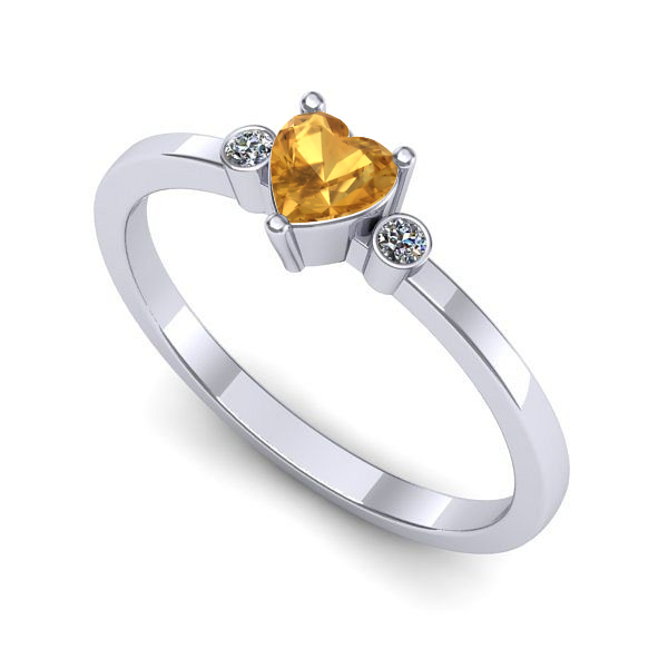 Inel logodna din aur alb cu citrin