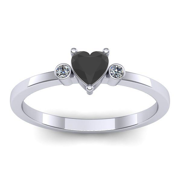 Inel de logodna cu diamant negru inima