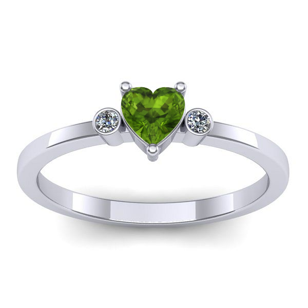 Inel de logodna cu peridot inima
