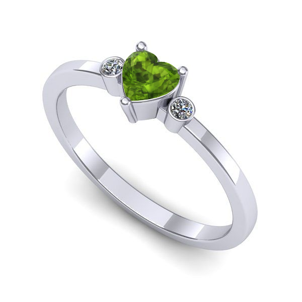 Inel din aur alb cu peridot