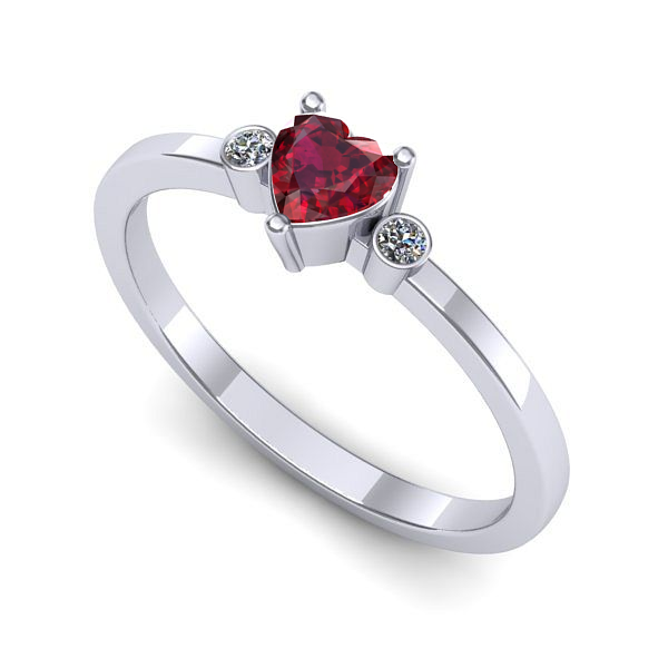 Inel din aur alb cu rubin