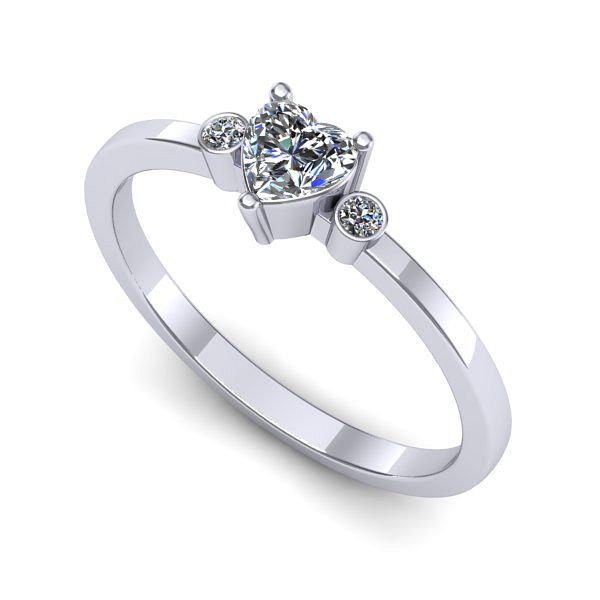 Inel logodna din aur alb cu safir alb