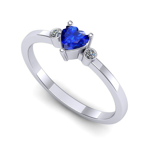 Inel de logodna din aur alb cu safir