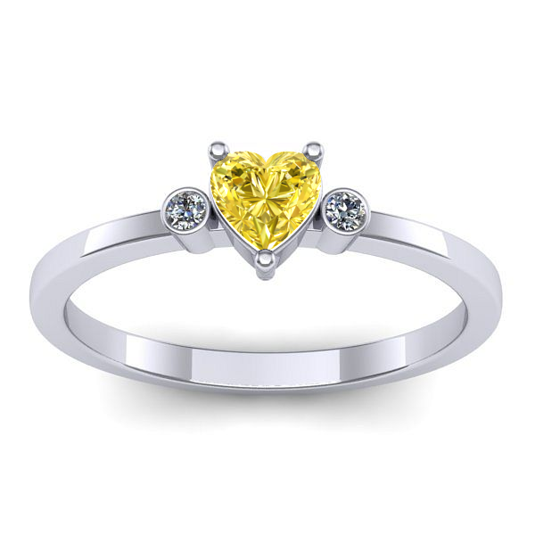 Inel cu safir galben inima