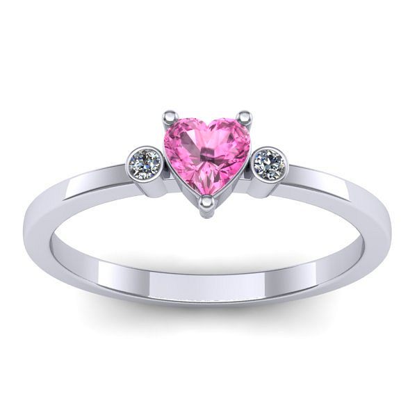 Inel de logodna cu safir roz inima