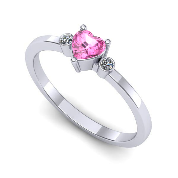Inel logodna din aur alb cu safir roz
