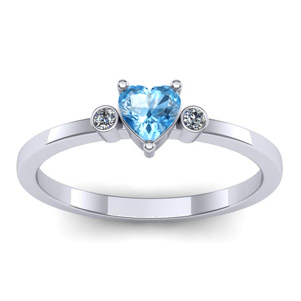 Inel cu topaz blue inima