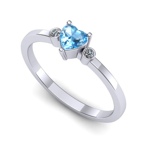 Inel de logodna din aur alb cu topaz blue