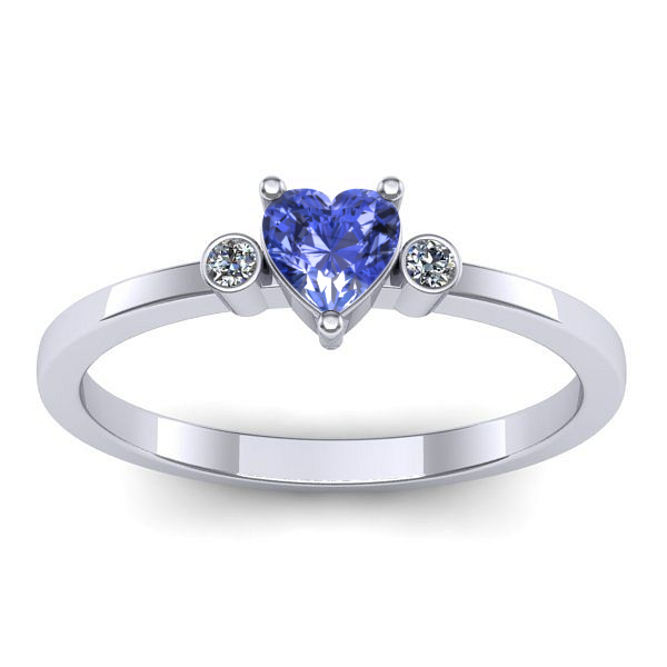 Inel cu tanzanit inima