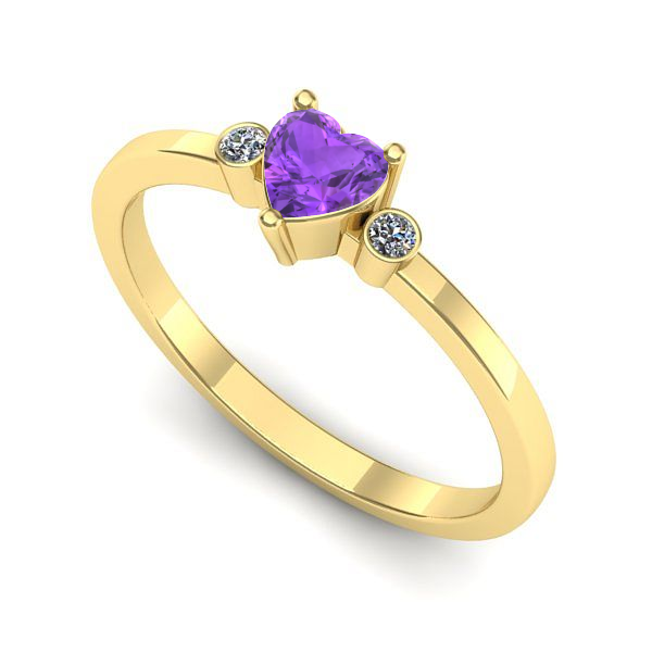 Inel de logodna din aur galben cu ametist