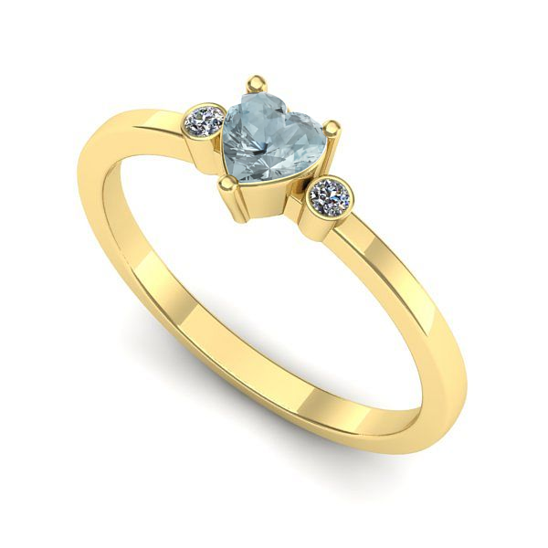 Inel din aur galben cu aquamarin